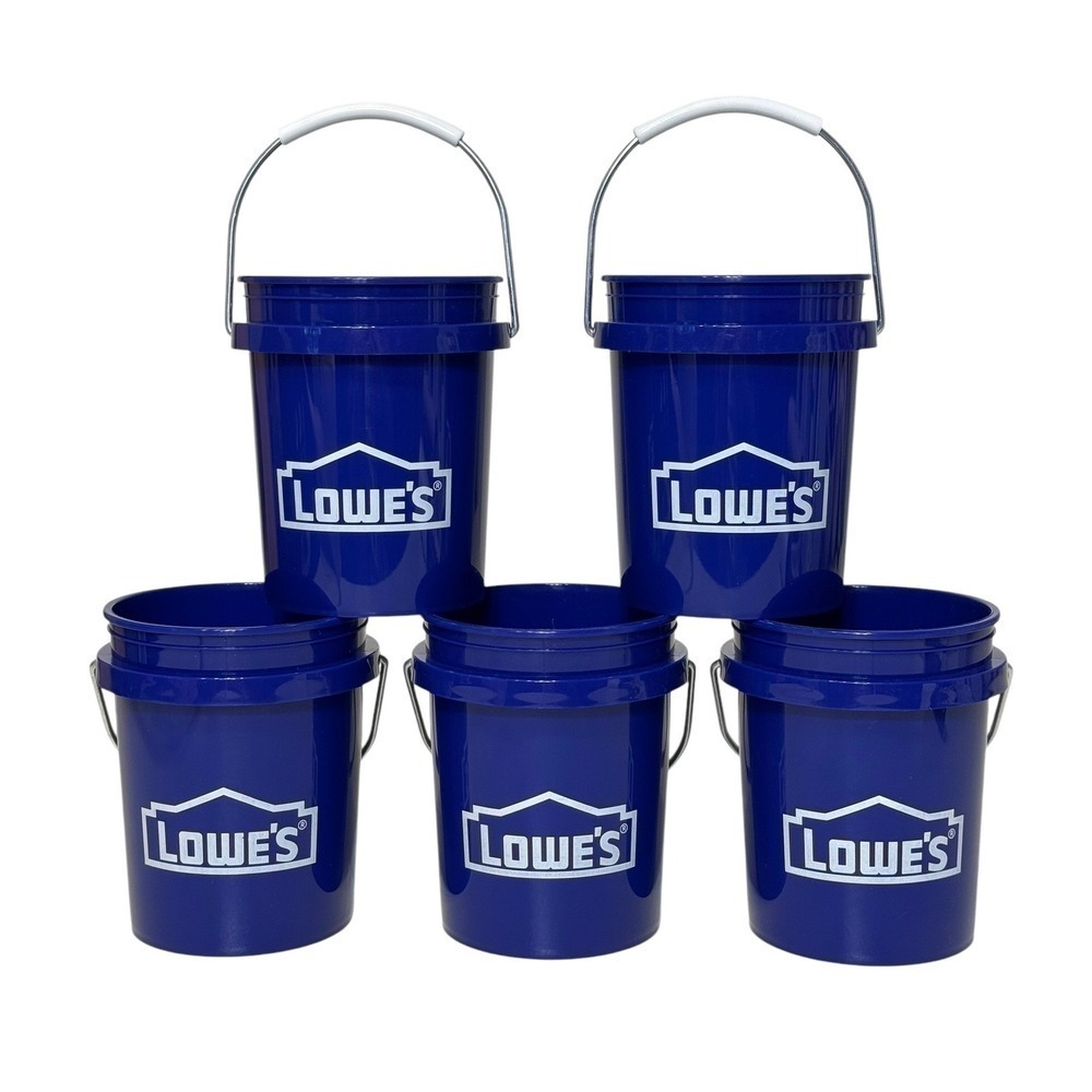 Lowe's‎ Mini Blue Buckets 0.42qt 400ml Set of 5 Plastic Pail with Handle Paint